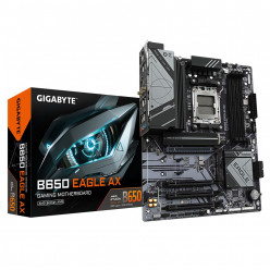 GIGABYTE B650 EAGLE AX, Socket AM5, 16Phases, AMD B650, Dual 4xDDR5-7600, APU AMD graphics, HDMI, DP, 4xPCIe4.0 X16, 4xSATA3, RAID, 3xM.2 PCIe 5.0, Realtek 7.1 Audio, 1xGbE LAN, WiFi6E/BT, 2xUSB 3.2Gen2, 2xUSB-C Gen2, 1xUSB 3.2 Gen2, 2xUSB3.2, RGB Fusion 